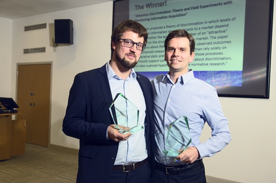 Vojtech Bartos and Michal Bauer at the Exeter Prize 2017 Ceremony